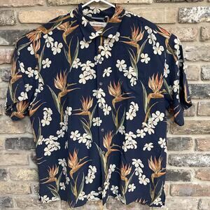 Tommy Bahama Mens XLX Silk Hawaiian Shirt Tropical Flowers Island Camp Shirt